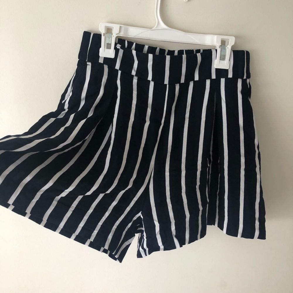Blue and white striped shorts